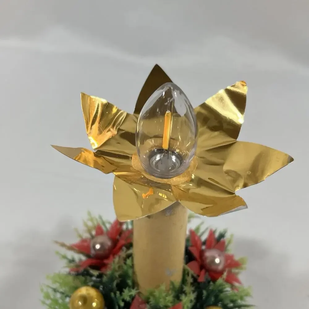 Vintage Electric Christmas Window Candle Lamp Light Mercury Glass Ring Reflector